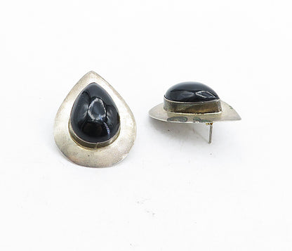 MEXICO 925 Sterling Silver  Vintage Black Onyx Tear Drop Earrings  EG2372