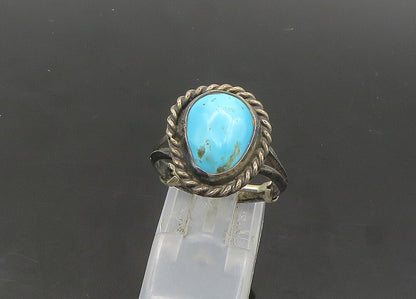 NAVAJO 925 Silver  Vintage Turquoise Oxidized Cocktail Ring Sz 6  RG21883