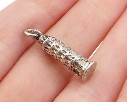 925 Sterling Silver  Vintage Petite Leaning Tower Of Pisa Drop Pendant  PT4972