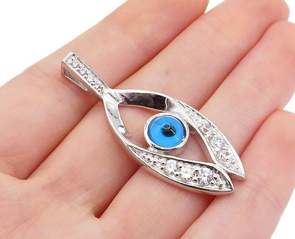 925 Sterling Silver  Sparkling Cubic Zirconia Evil Eye Drop Pendant  PT6101