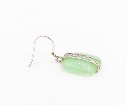 925 Sterling Silver Vintage Earrings Modernist Jade Geometric Dangles  EG14427