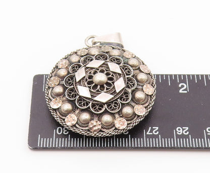925 Sterling Silver Vintage Pendant Intricate Filigree Geometric Medal  PT26462