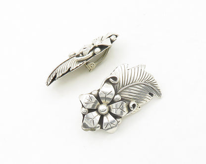 MEXICO 925 Sterling Silver  Vintage Floral Motif Non Pierce Earrings  EG9639