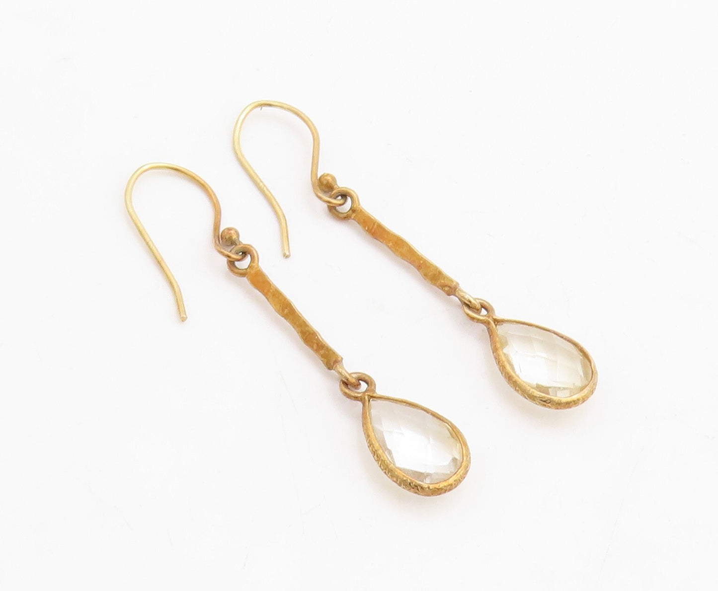 925 Sterling Silver Vintage Earrings Gold Plated Dangling Drop Cut CZ  EG13269