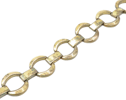 925 Sterling Silver  Vintage Gold Plated Hinge Link Chain Bracelet  BT6901