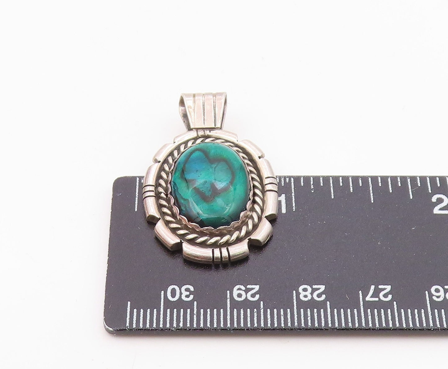 NAVAJO 925 Sterling Silver  Vintage Abalone Shell Shiny Twist Pendant  PT13159