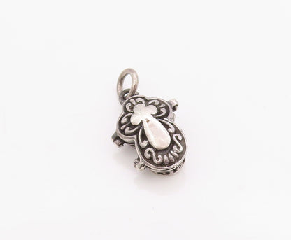 925 Sterling Silver Vintage Pendant Religious Cross Prayer Box OPENS  PT24930