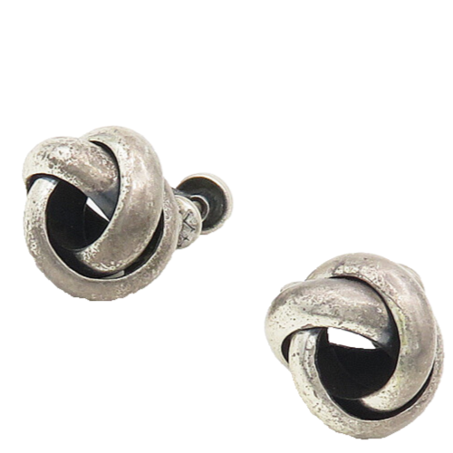 DANECRAFT 925 Sterling Silver  Vintage Shiny Knot Non Pierce Earrings  EG9366