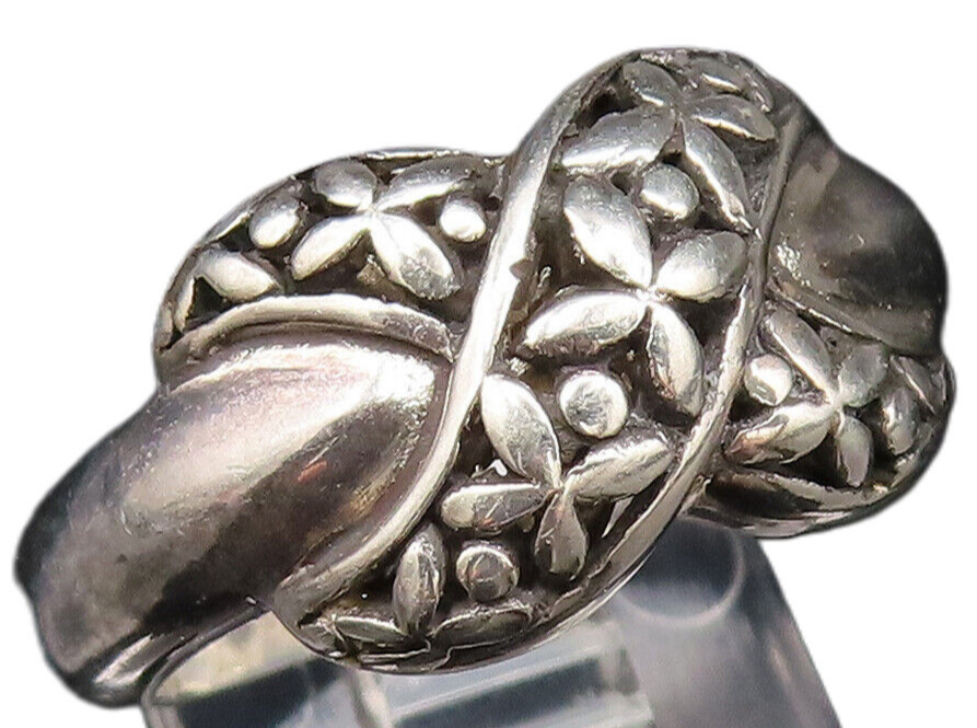 925 Sterling Silver  Vintage Butterfly Motif X Crisscross Ring Sz 7  RG25828