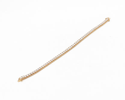 925 Sterling Silver  Cubic Zirconia Rose Gold Plated Chain Bracelet  BT7006