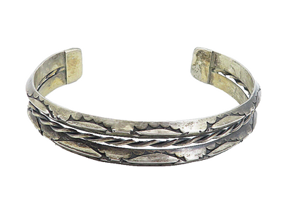 NAVAJO 925 Sterling Silver Vintage Dark Tone Rope Twist Cuff Bracelet BT2992