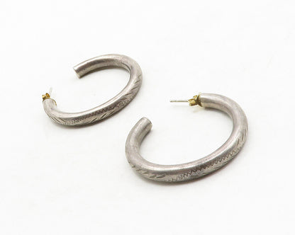 925 Sterling Silver  Vintage Dark Tone Minimalist JHoop Earrings  EG6828