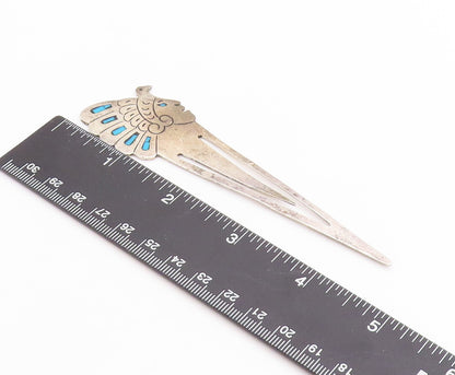 925 Sterling Silver Vintage Book Mark TAXCO Turquoise Inlay Headdress  TR3949