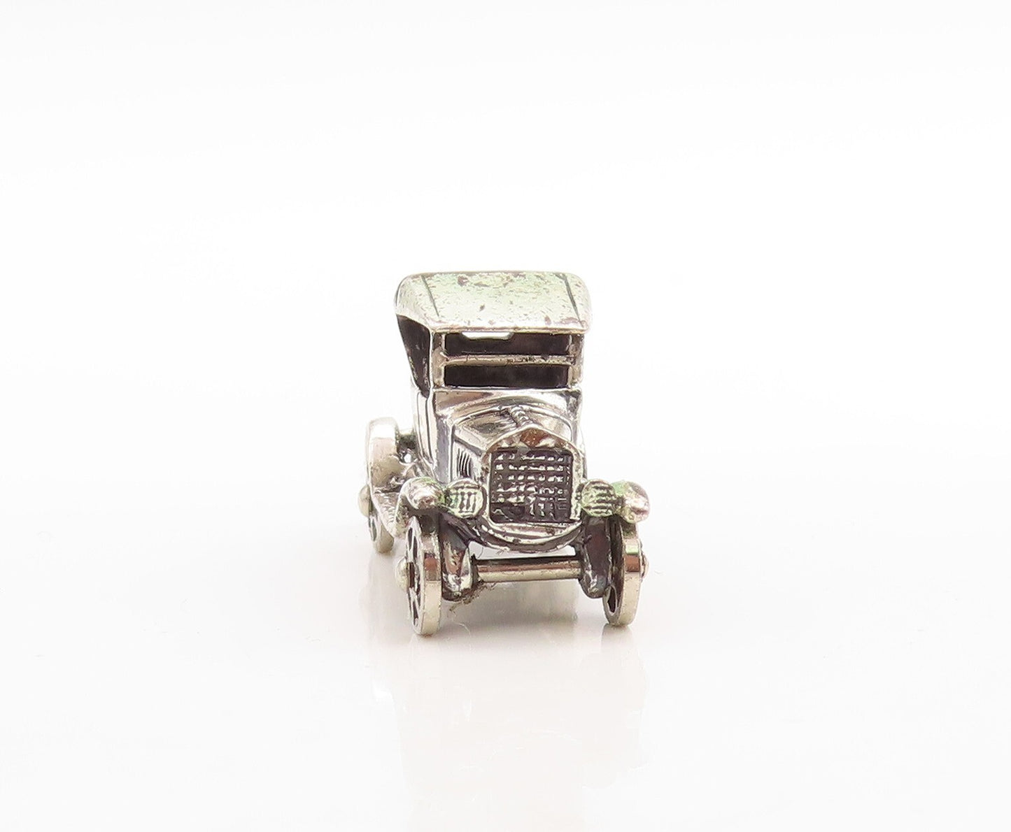 925 Sterling Silver Vintage Pendant Dark Tone Cutout Old Car Charm  PT23720