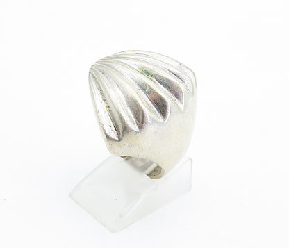MEXICO 925 Sterling Silver Vintage Large Fluted Design Band Ring Sz 7 RG5499