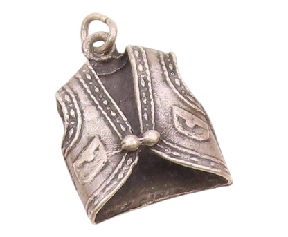 925 Sterling Silver  Vintage Dark Tone Petite Cowboy Vest Pendant  PT18887
