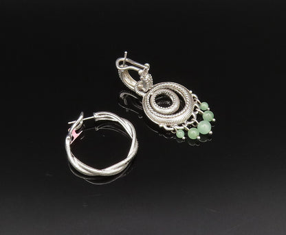 JUDITH RIPKA 925 Silver  Vintage Jade & Spinel Singles Lot Earrings  EG12094