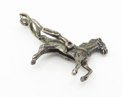 925 Sterling Silver  Vintage Petite Oxidized Carriage Horse Pendant  PT8485