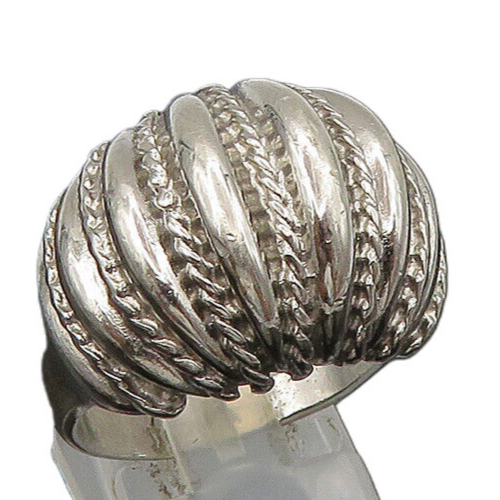 925 Sterling Silver  Vintage Shiny Fluted Twist Dome Band Ring Sz 9  RG22780