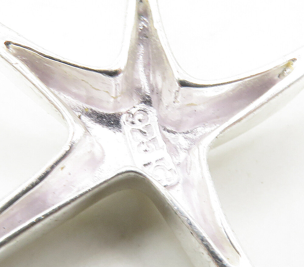 925 Sterling Silver  Shiny Polished Star Fish Motif Pendant  PT12914