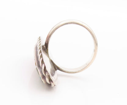 925 Sterling Silver Vintage Ring Crushed Gemstone Inlay Band  Sz 5.5  RG33573
