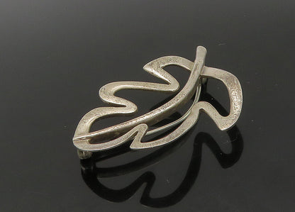 CHINESE 925 Sterling Silver  Vintage Floral Leaf Outline Brooch Pin  BP8902