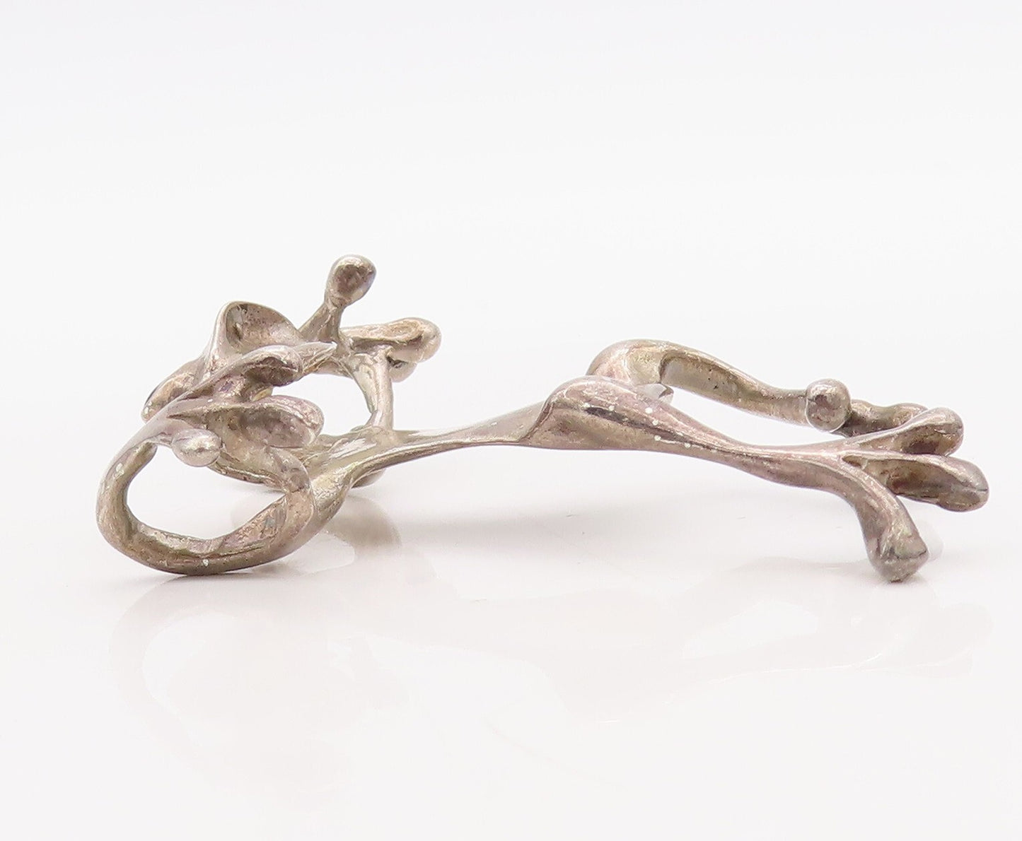 925 Sterling Silver Vintage Pendant Solid Cutout Jumping Frog  PT23576