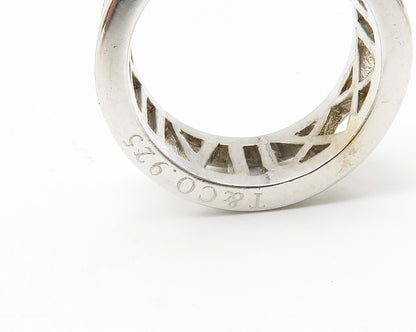925 Sterling Silver  Vintage Shiny Roman Numerals Band Ring Sz 7  RG12538