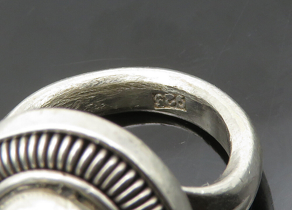 925 Sterling Silver  Vintage Cabochon Cut Amber Cocktail Ring Sz 5  RG21732
