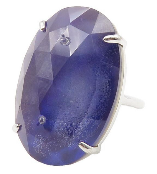 925 Sterling Silver  Prong Set Faceted Tanzanite Cocktail Ring Sz 8  RG11777