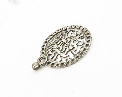 DESIGNER 925 Sterling Silver  Vintage Hebrew Prayer Round Pendant  PT15630