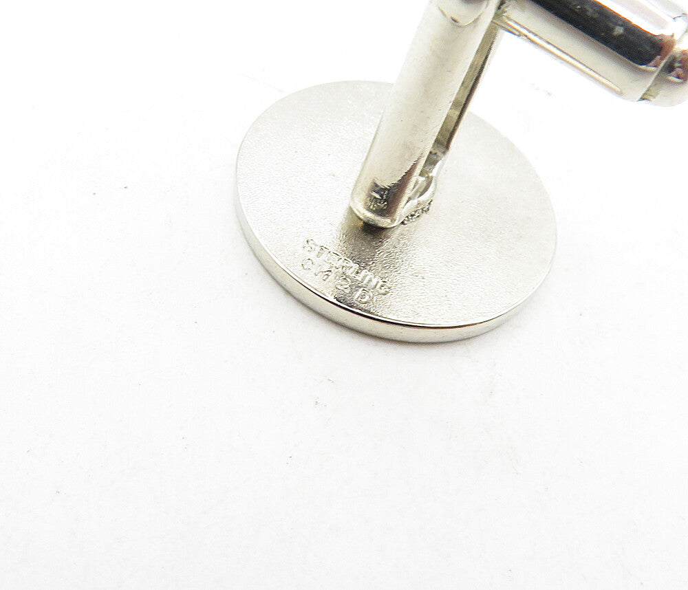 925 Sterling Silver  Vintage Shiny Embossed The Giant Killer Cuff Links TR1531