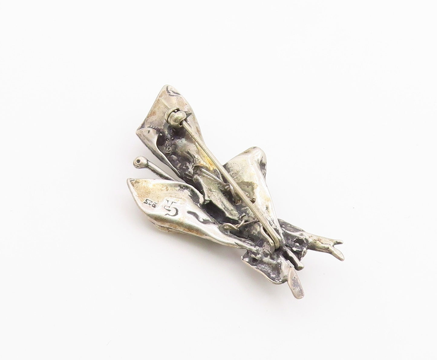 DESIGNER 925 Silver  Vintage Baroque Pearls Floral Butterfly Brooch Pin BP9257