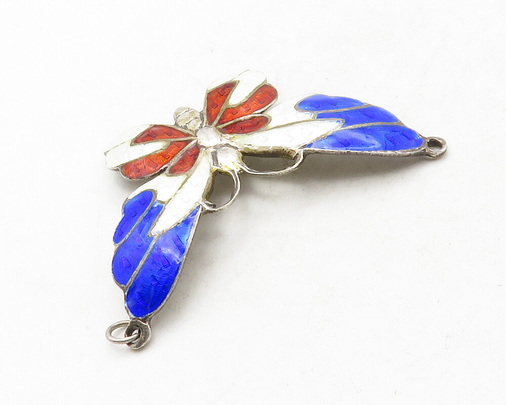 SIAM 925 Sterling Silver  Vintage Enamel Coated Butterfly Pendant  PT10444