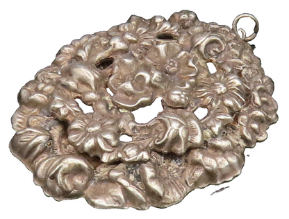 925 Sterling Silver  Vintage Antique Brutalist Flower Cluster Pendant  PT20483