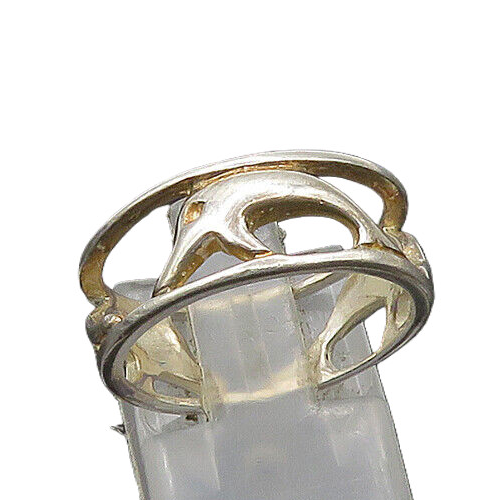 925 Sterling Silver  Vintage Shiny Dolphin Motif Band Ring Sz 7  RG21834