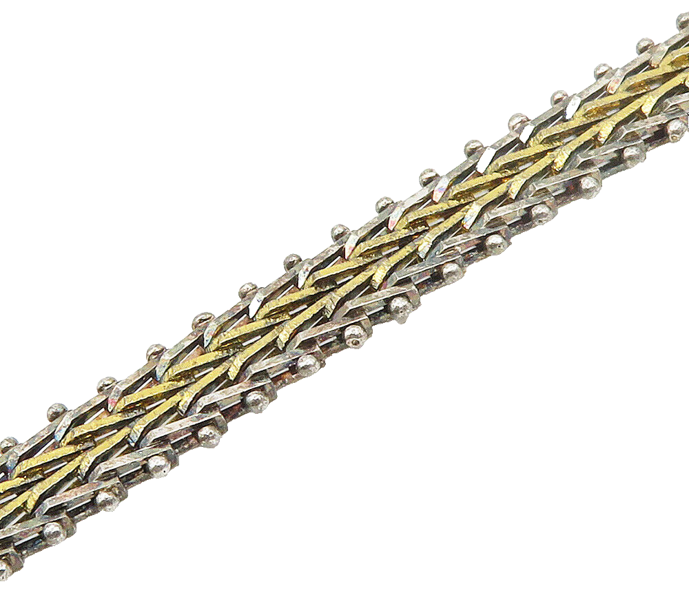 925 Sterling Silver  Vintage Shiny Two Tone Arrow Link Chain Bracelet  BT6016