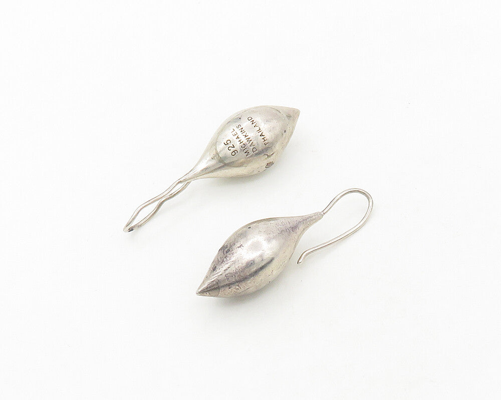 MICHAEL DAWKINS 925 Silver  Vintage Shiny Rain Drop Dangle Earrings  EG9281