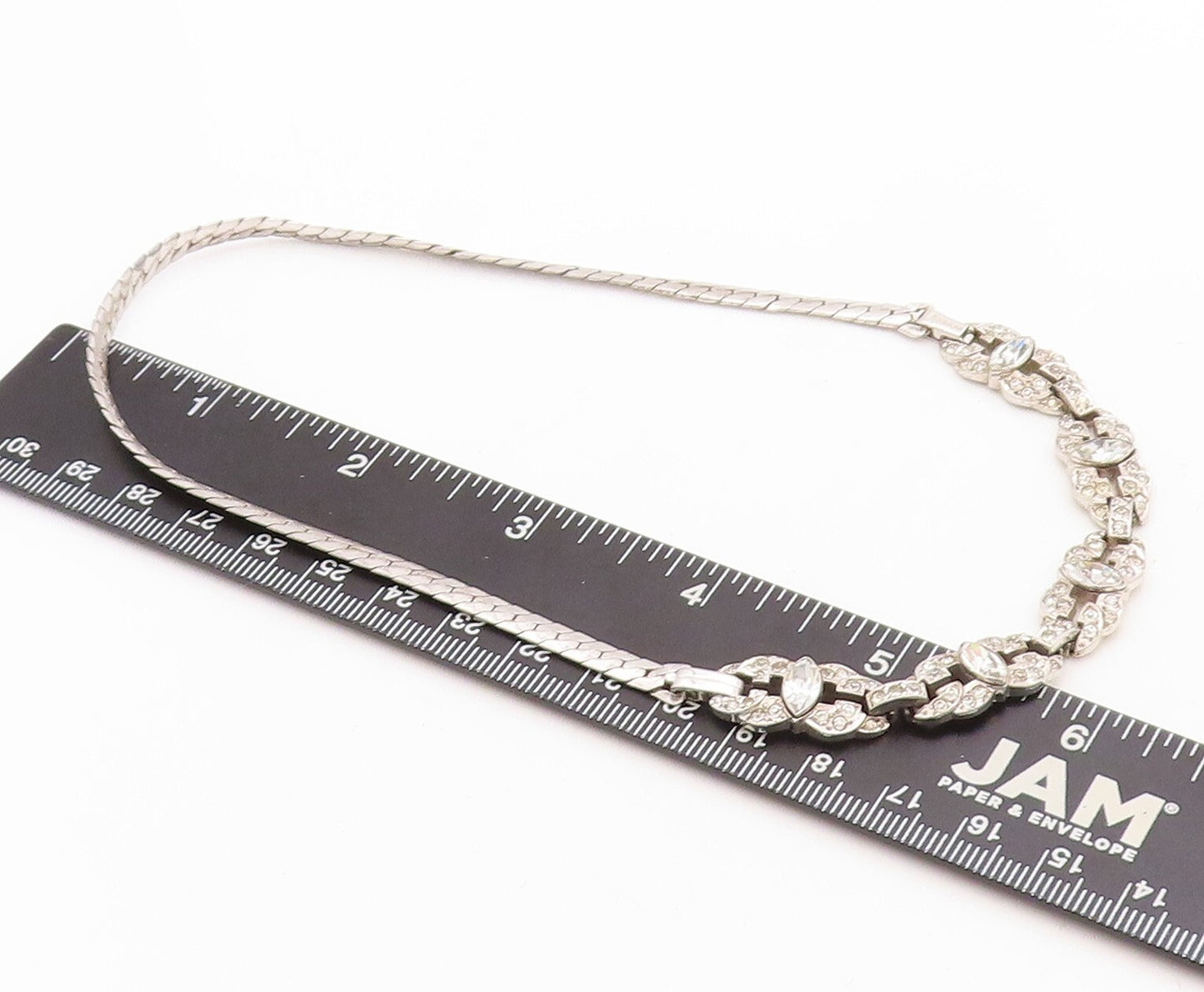 925 Sterling Silver Vintage Necklace Designer Antique Topaz Inlay  NE4377