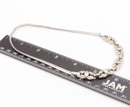 925 Sterling Silver Vintage Necklace Designer Antique Topaz Inlay  NE4377