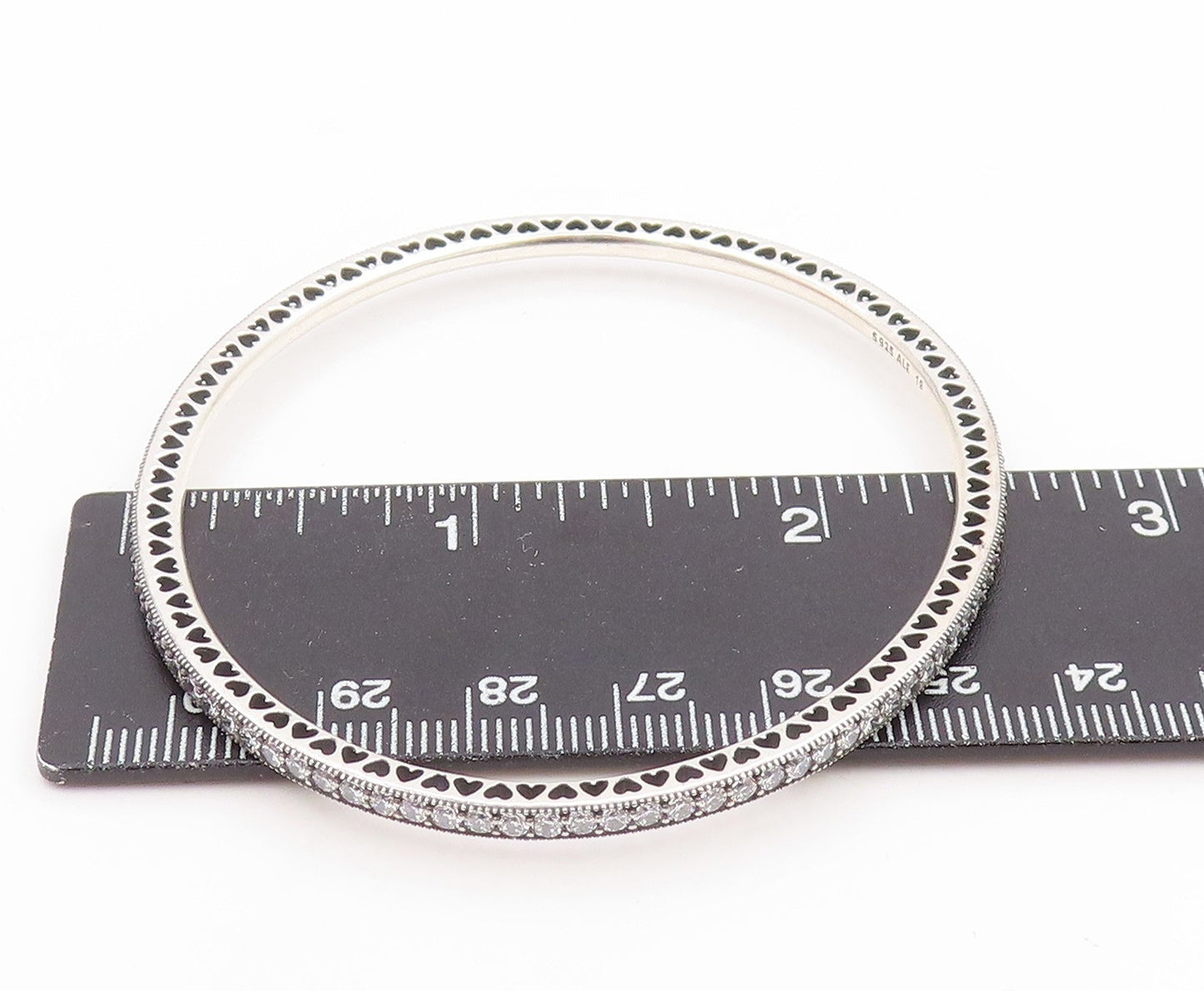 925 Sterling Silver Vintage Bracelet PANDORA CZ Elegant Eternity Bangle  BT11767