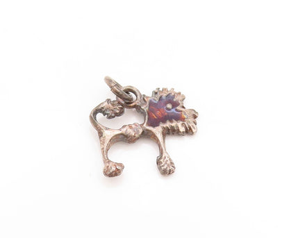 925 Sterling Silver Vintage Pendant Dark Tone Enameled Poodle Charm  PT24213