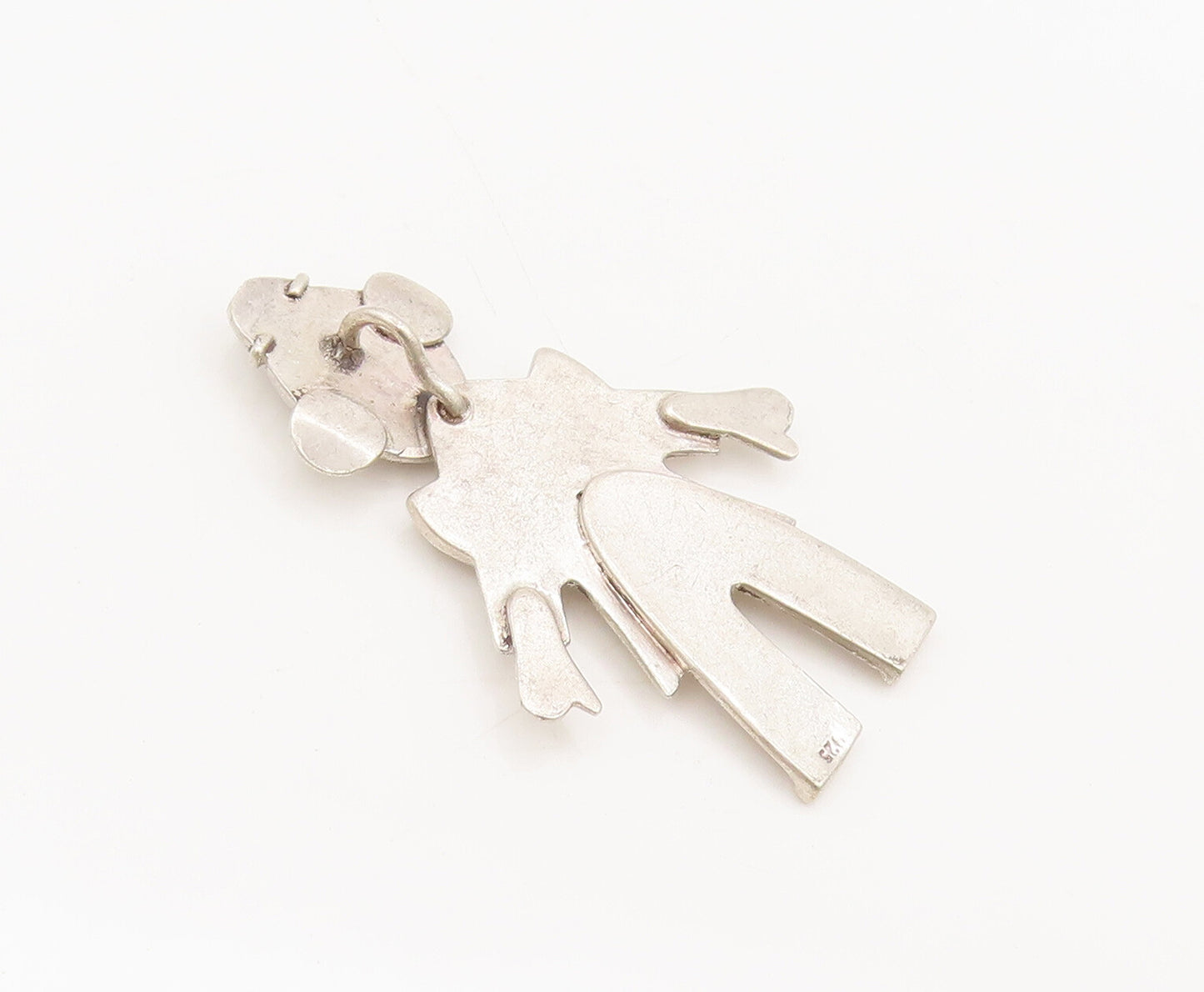 925 Sterling Silver  Vintage Cutout Carved Joker Solid Pendant  PT22233