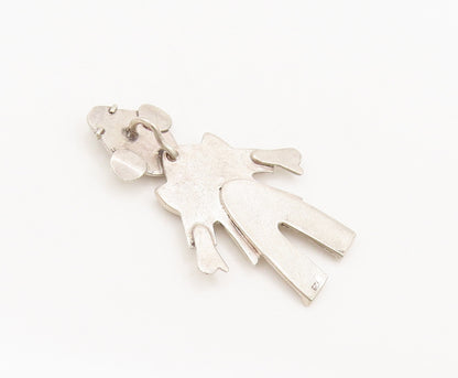 925 Sterling Silver  Vintage Cutout Carved Joker Solid Pendant  PT22233
