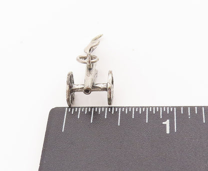 925 Sterling Silver Vintage Pendant Solid 3D Carved Mini Volley Gun  PT22760