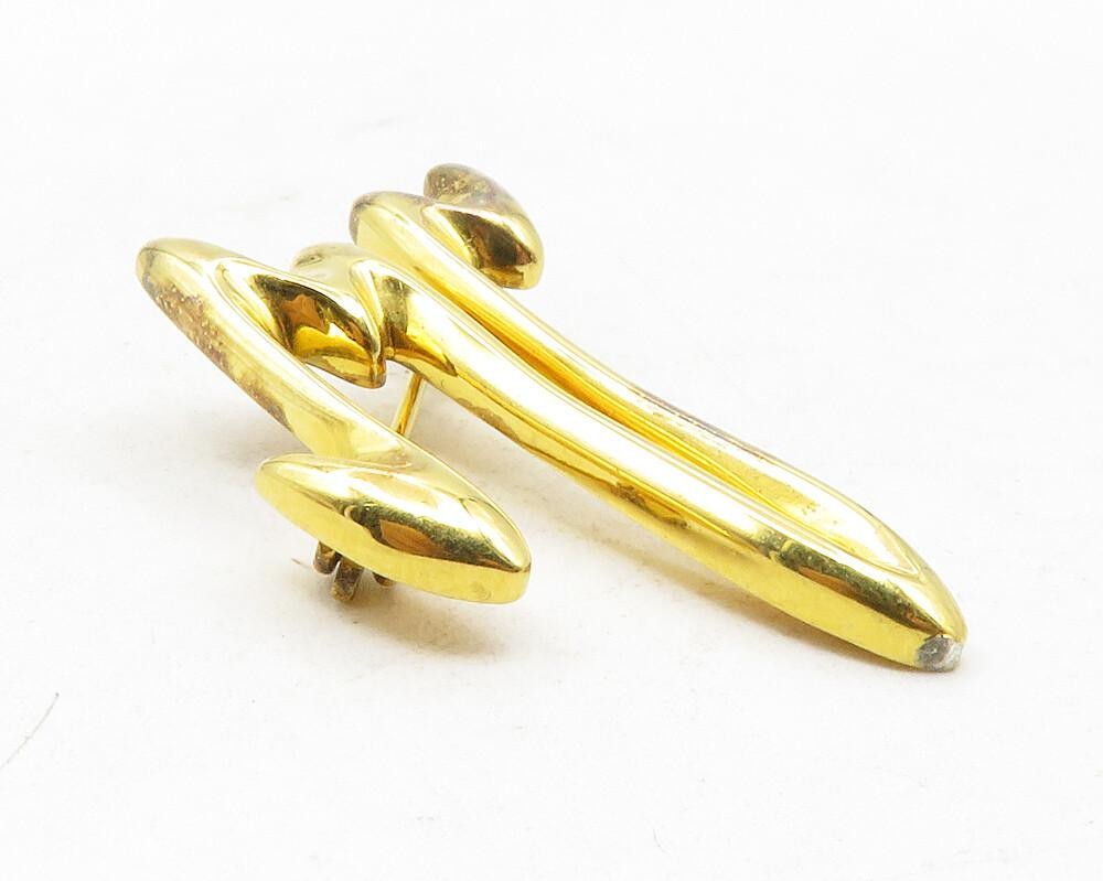 925 Sterling Silver  Vintage Shiny Gold Plated Scribble Brooch Pin  BP4572