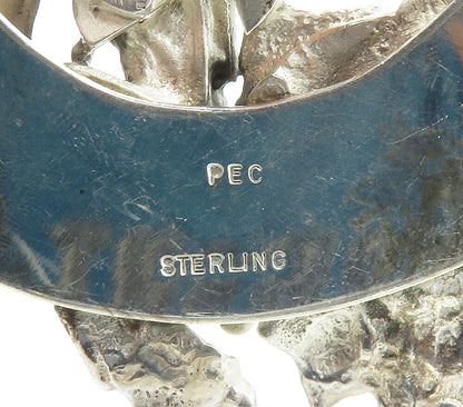 925 Sterling Silver  Vintage Shiny Modernist Sculpted Chain Necklace  NE2554