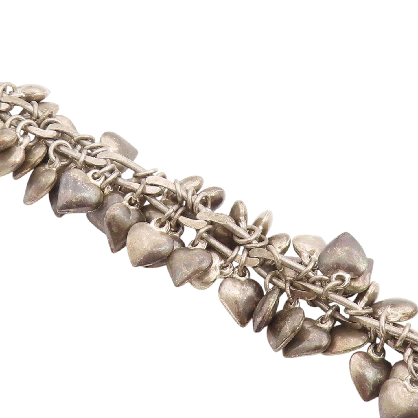 925 Sterling Silver Vintage Bracelet Chunky Love Heart Cascade Chain  BT12205