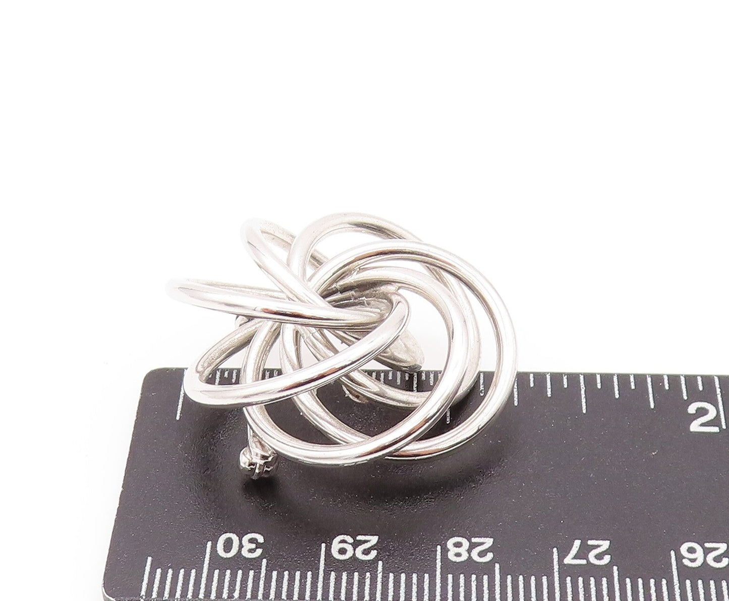 925 Sterling Silver Vintage Brooch Modernist Cutout Rings Flower  BP11519