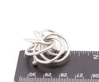 925 Sterling Silver Vintage Brooch Modernist Cutout Rings Flower  BP11519